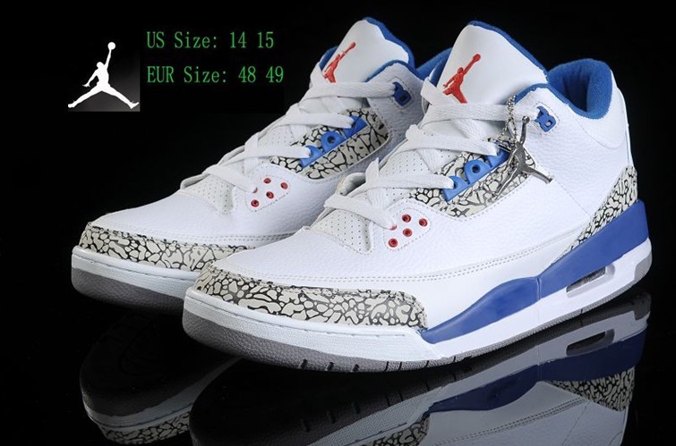 Air Jordan 3 Men Shoes White/Blue/Black Online
